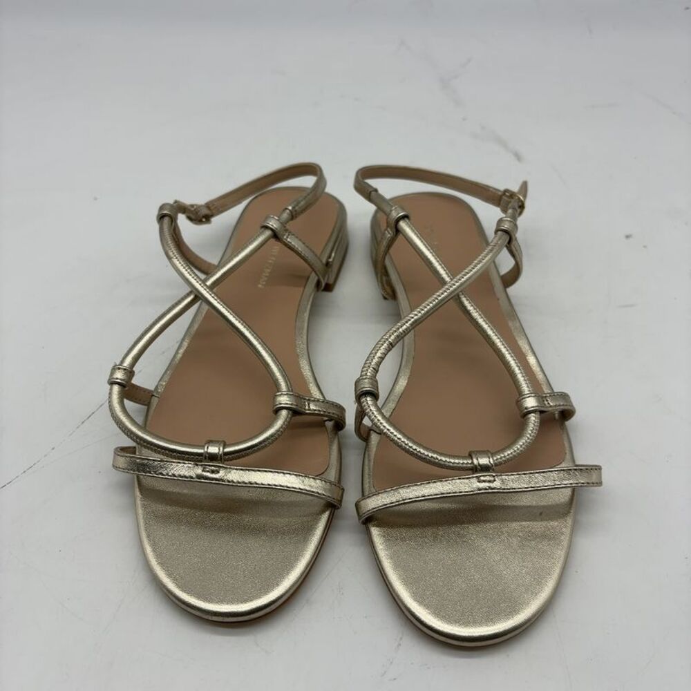 Stuart Weitzman Rose Gold Crisscross Strap Sandals